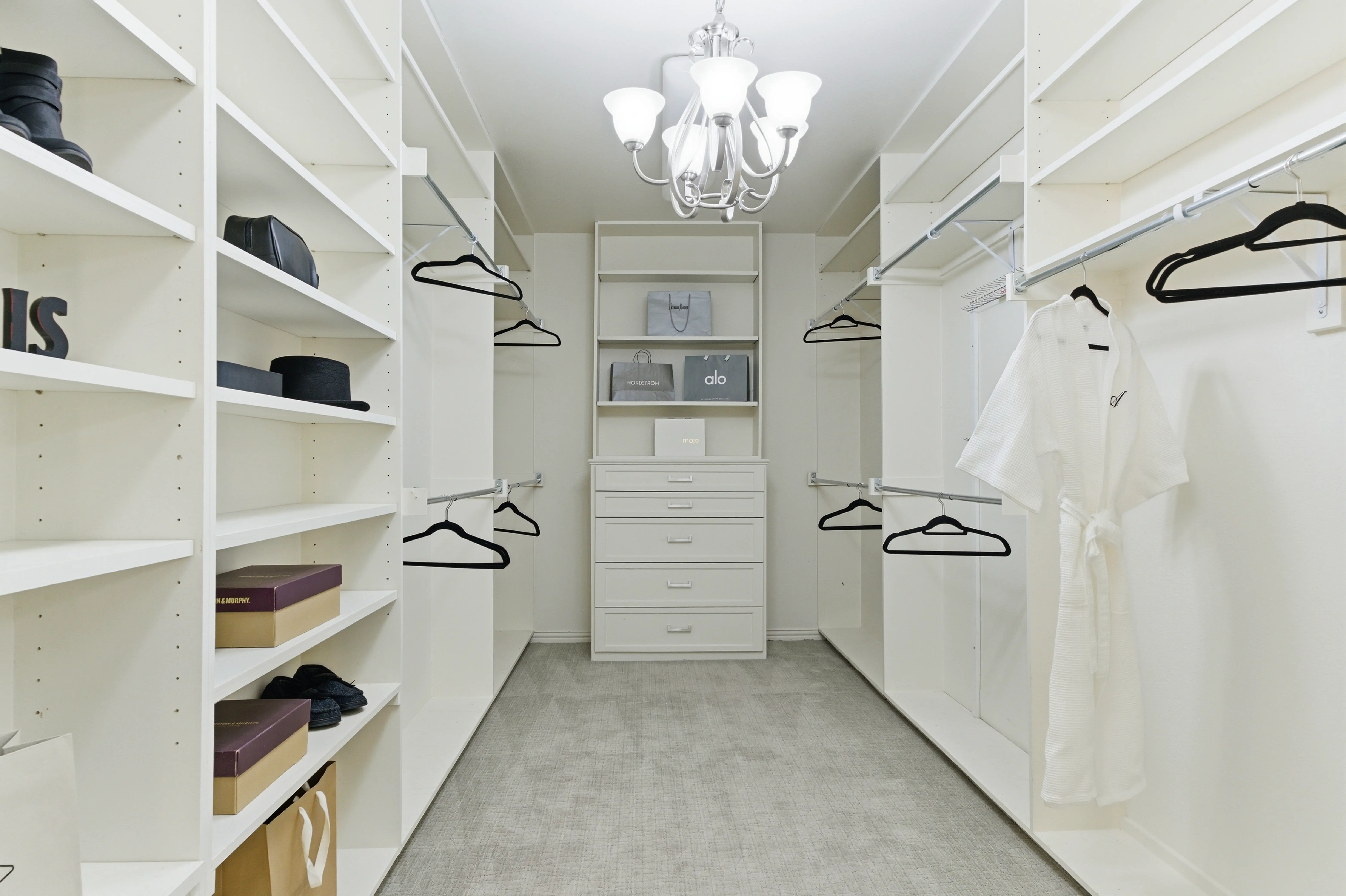 Walk-in closet with built-in shelving