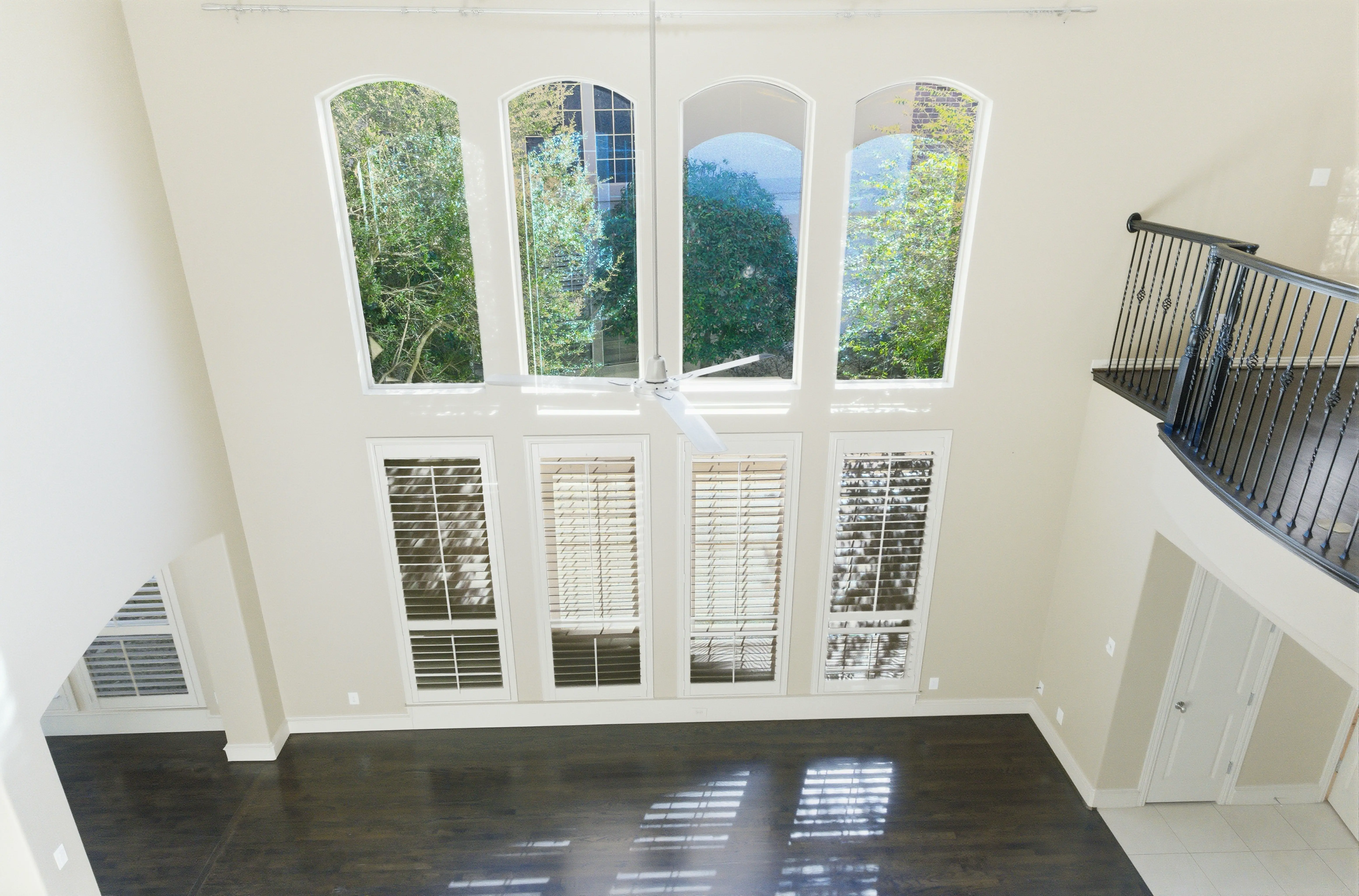 Two-story window wall from above