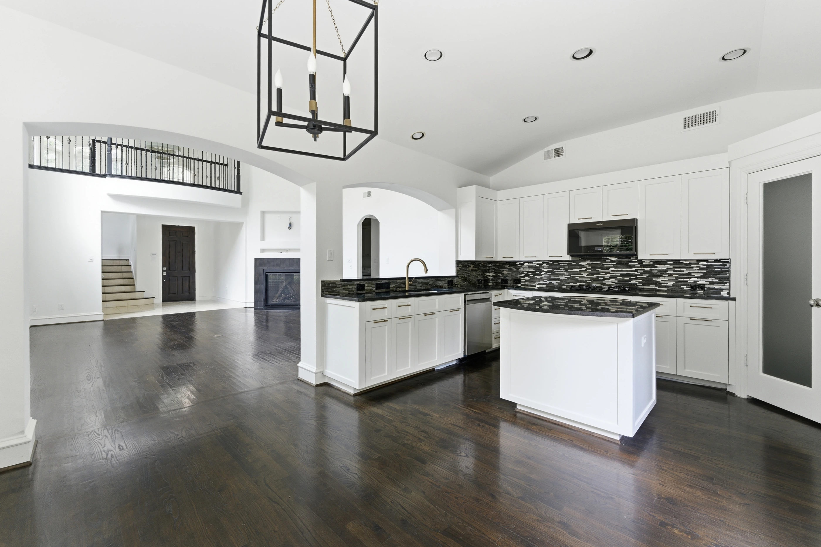 Kitchen with granite counters and gas cooktop