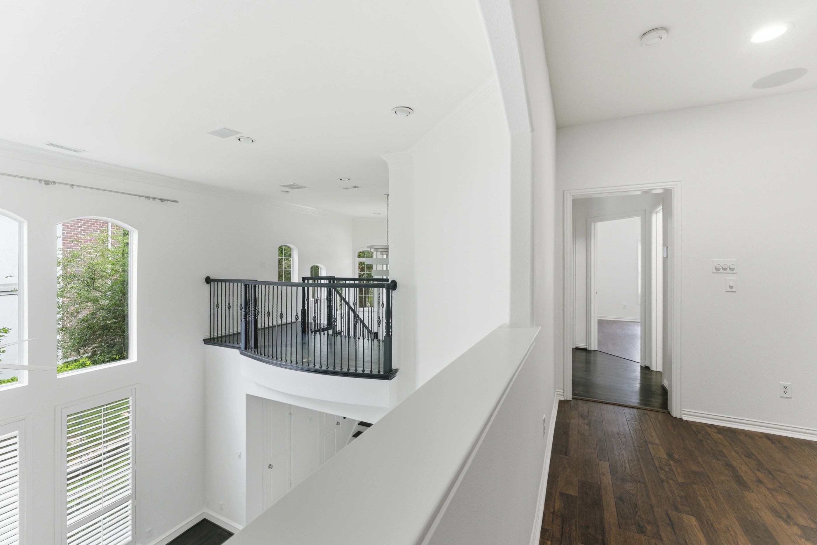 View from upstairs landing into living room